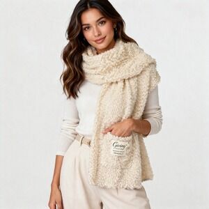 Demdaco Giving Collection Cream Popcorn Knit Handmade Shawl Wrap Scarf One Size